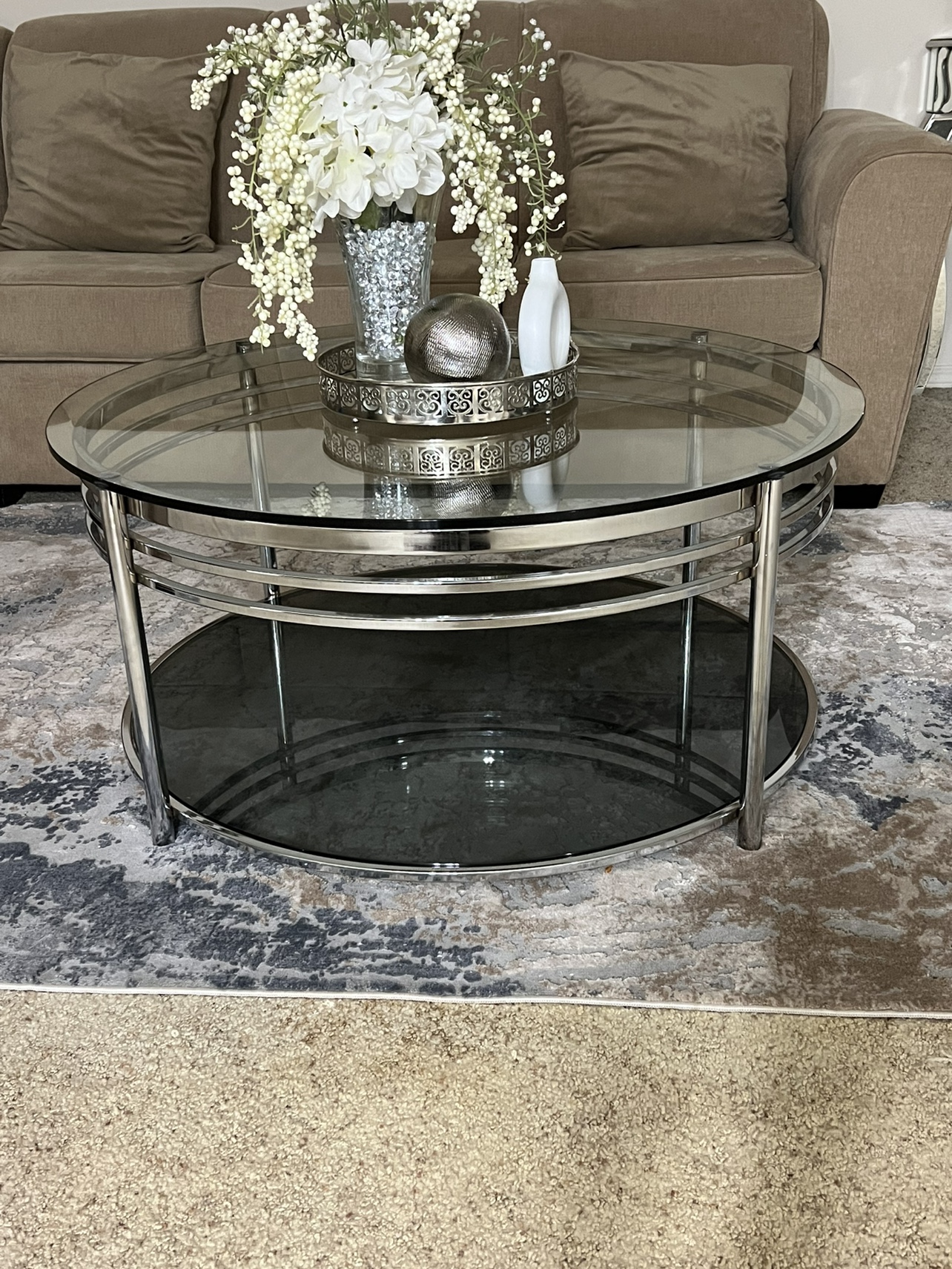 Glass Coffee Table with Metal Base - photo 2