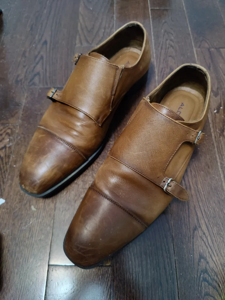 Aldo Men's Tan Brown Double Monk Strap Dress Shoes image indicator(2)