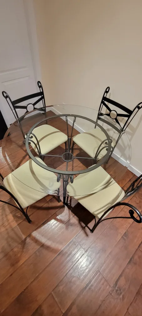 Glass top dining table with 4 chairs image indicator(2)
