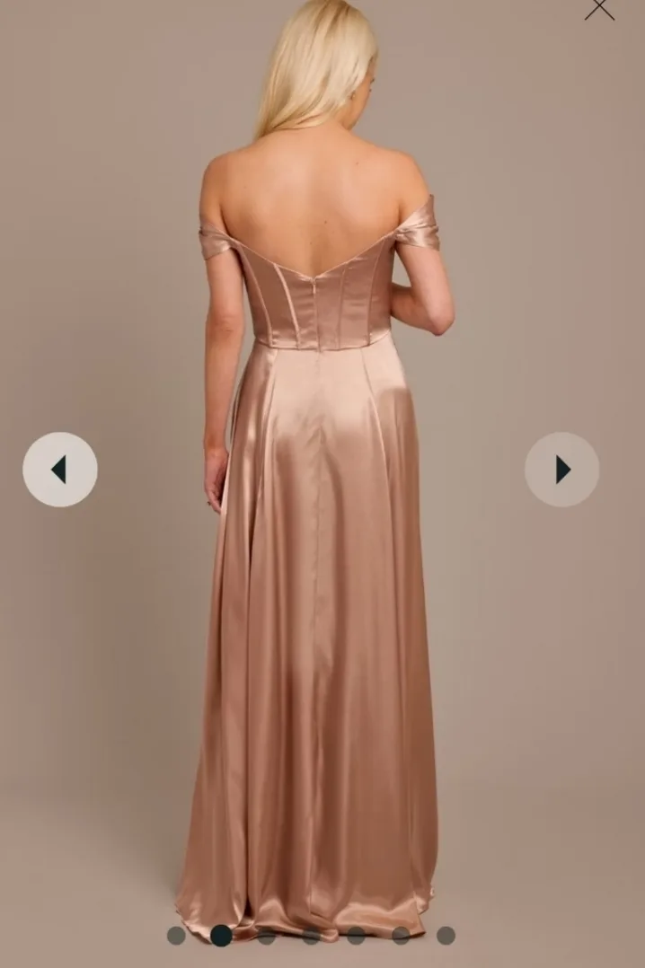 Rust Orange Satin Formal Dress image indicator(2)