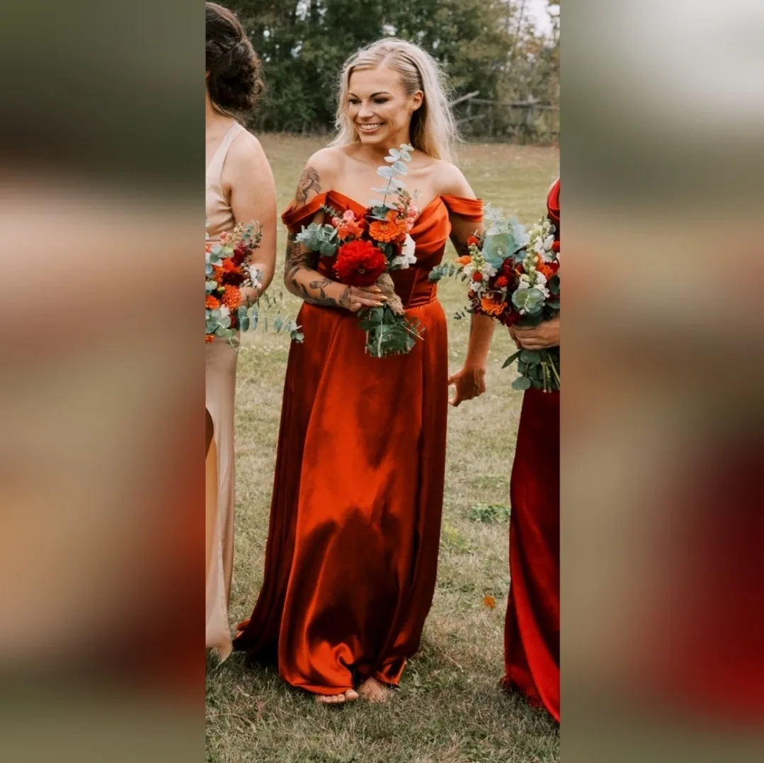 Rust Orange Satin Formal Dress image indicator(4)