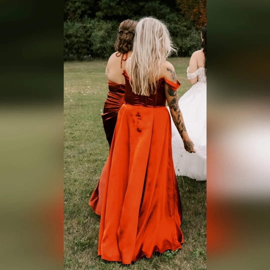 Rust Orange Satin Formal Dress image indicator(5)