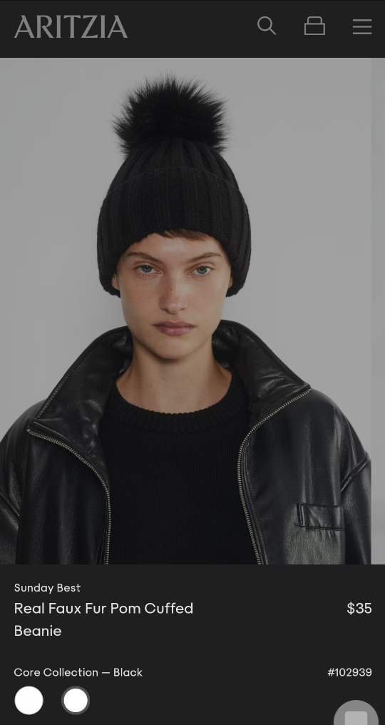 Brand new Aritzia Black Pom Pom Beanie and Mitten Set - photo 2