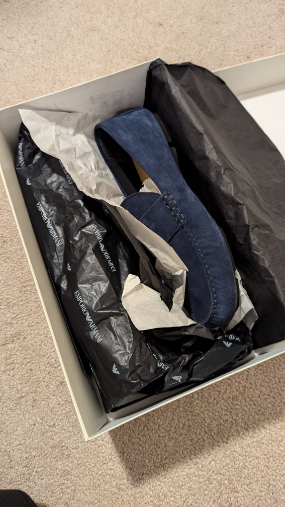 Emporio Armani Blue Suede Loafers