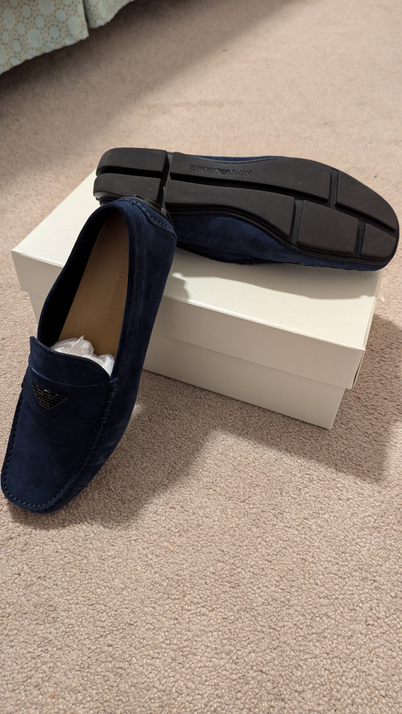Emporio Armani Blue Suede Loafers - photo 2