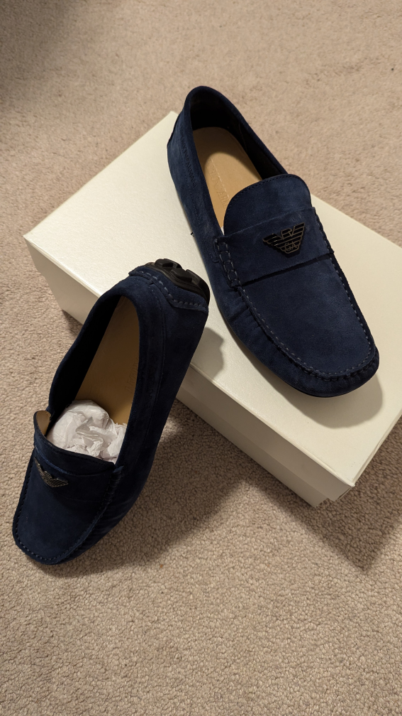 Emporio Armani Blue Suede Loafers - photo 3