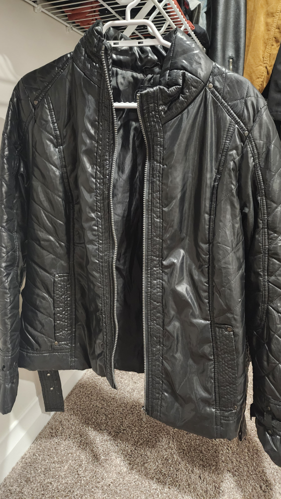 Black Puffer Jacket with Belt