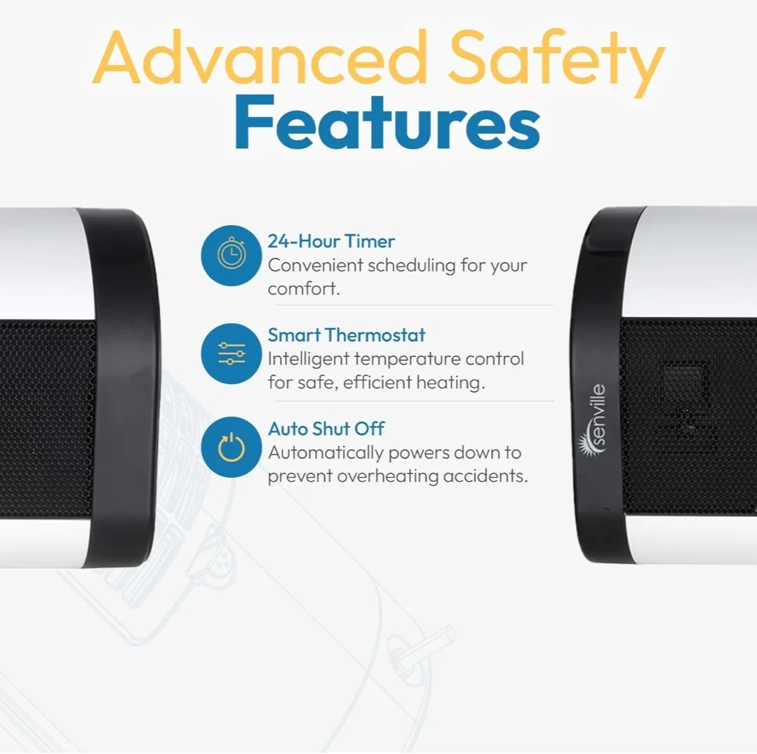 Senville 1500W Tower Fan & Space Heater for Indoor, Remote image indicator(5)