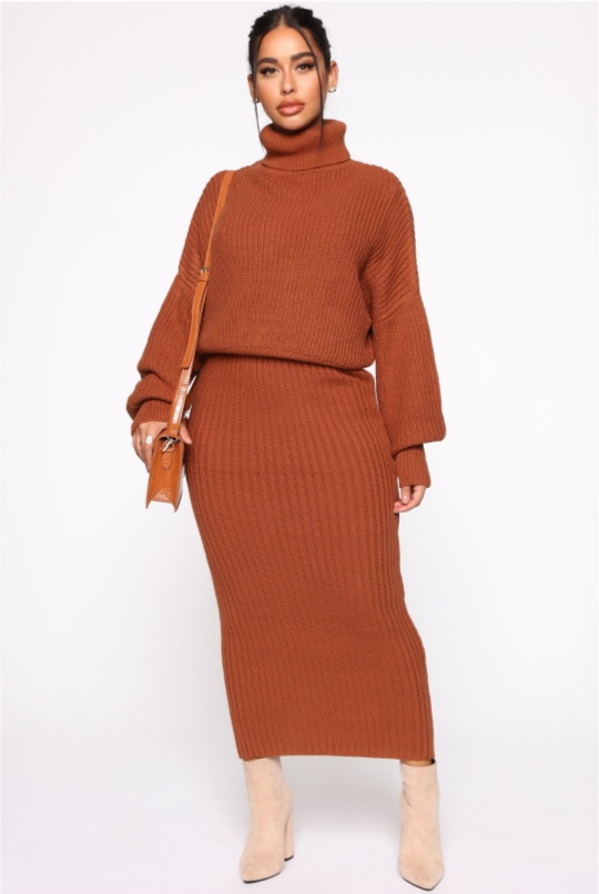Knitted Sweater and Skirt Set