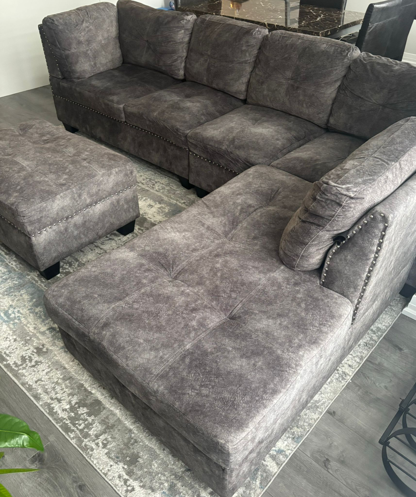 Grey Sectional Sofa with Ottoman