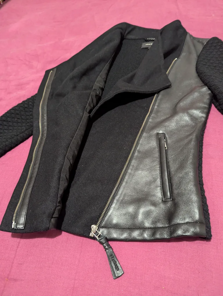 Mackage Women's Black Leather & Knit Jacket image indicator(7)