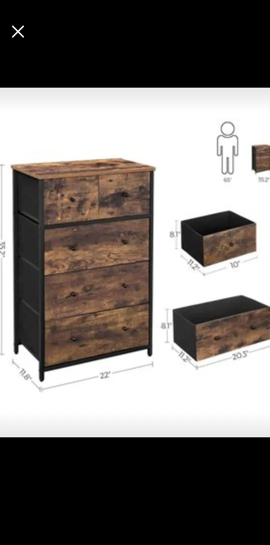 Rustic 5 Drawer Chest with Bottom Storage thumbnail