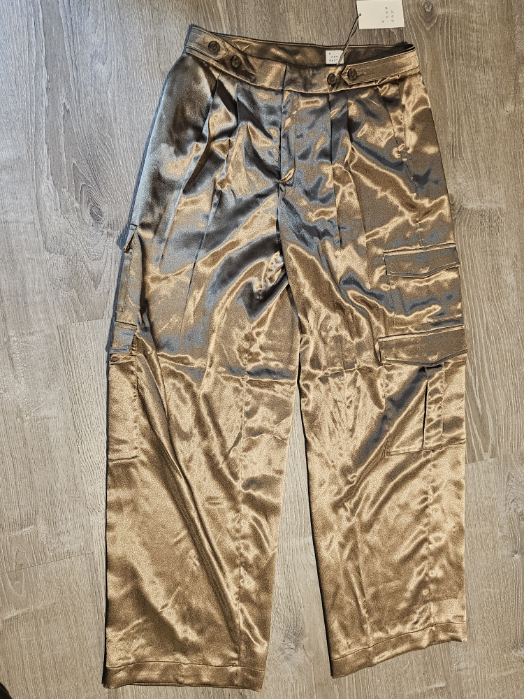 Metallic Cargo High-waisted Dress Pants