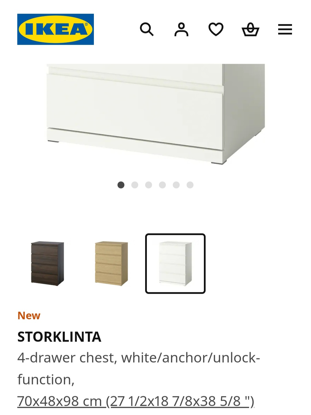 2 IKEA STORKLINTA 4-drawer Chest