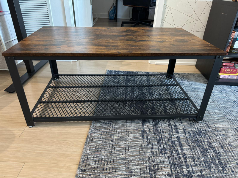 Black Metal Coffee Table with Shelf