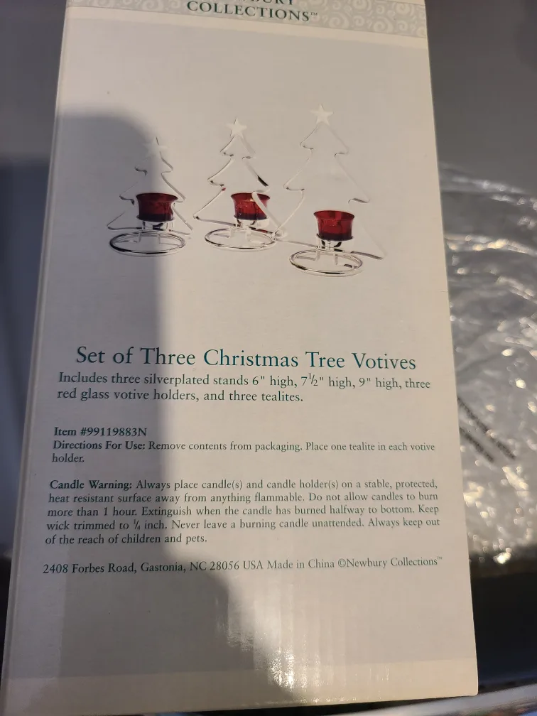 Set of 3 Silver Christmas Tree Votive Holders (new) image indicator(2)