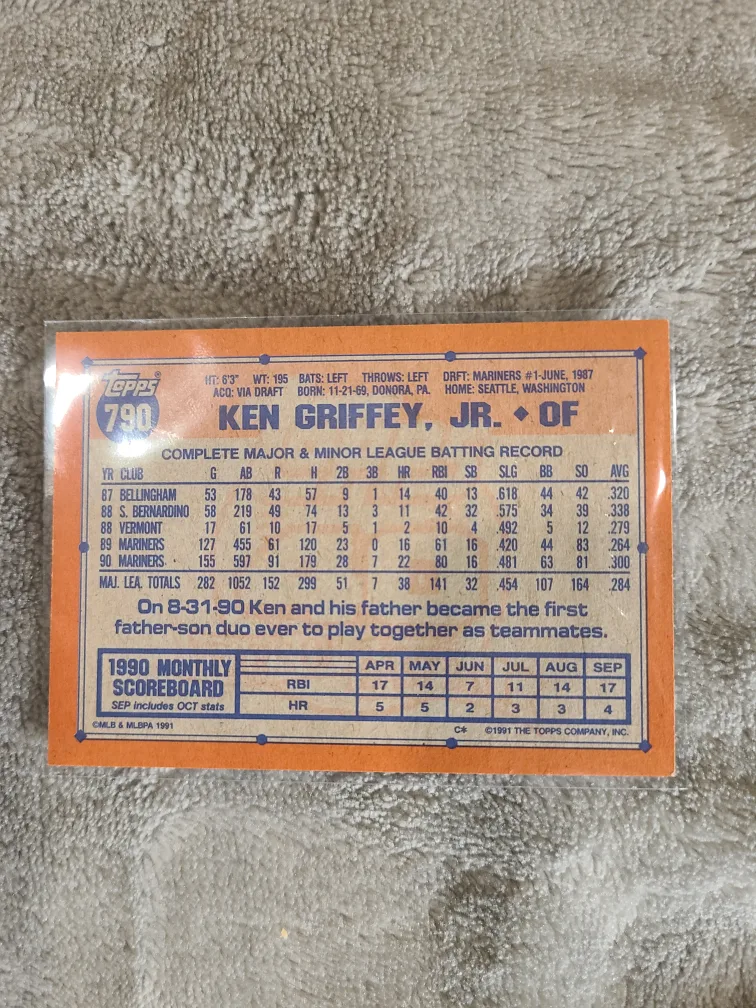 1990 Topps Ken Griffey Jr. Baseball Card image indicator(2)