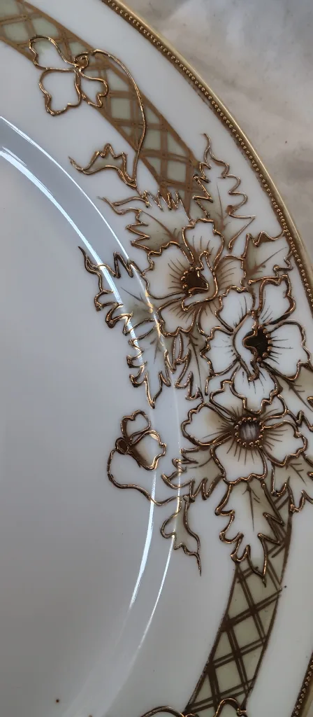 Vintage Nippon Floral Large Plater with Gold Trim image indicator(3)