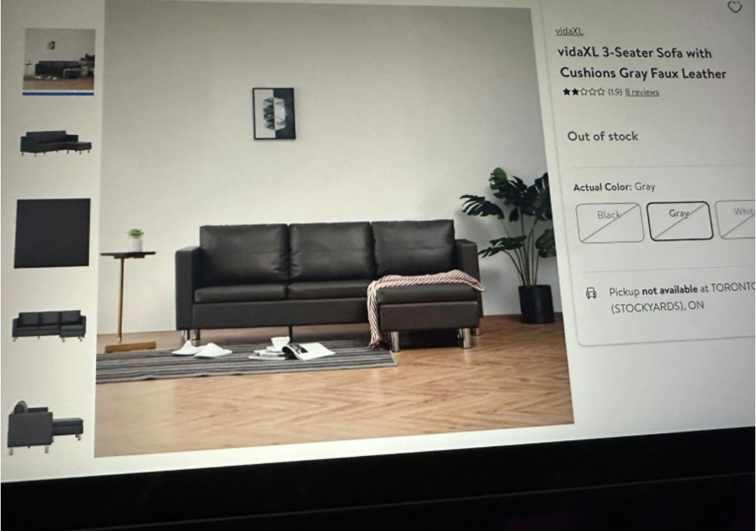 Grey Leather Sectional Sofa with Ottoman - photo 3