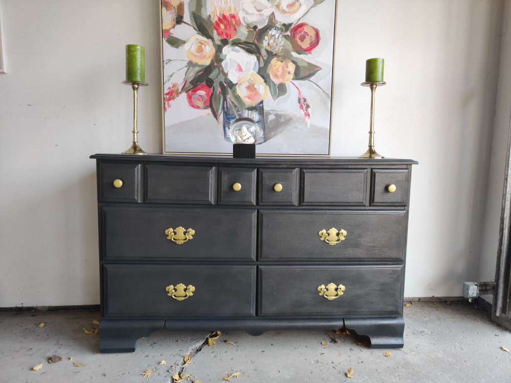Black Dresser with Gold Hardware