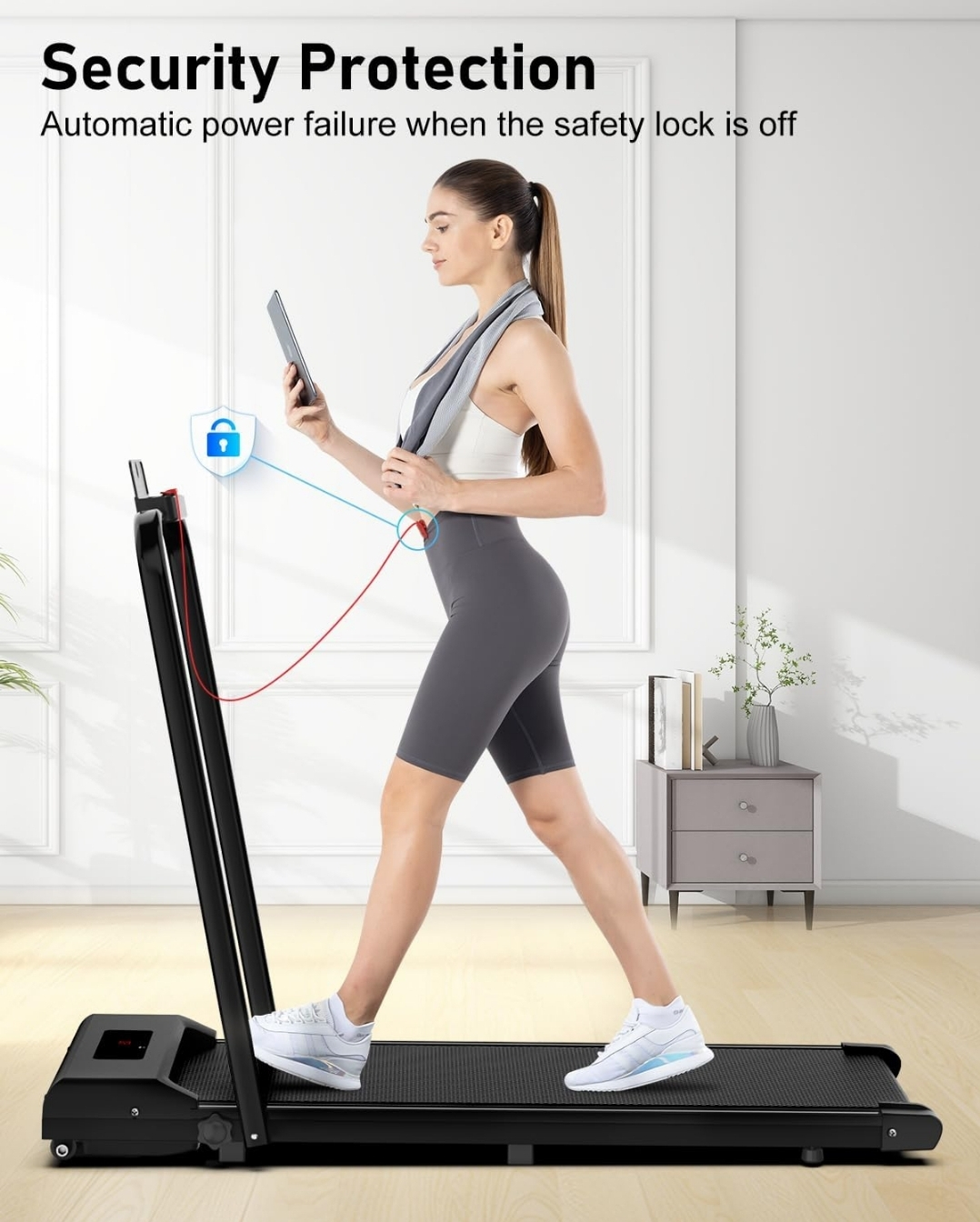 Foldable Walking Pad with Handle Bar, - photo 2