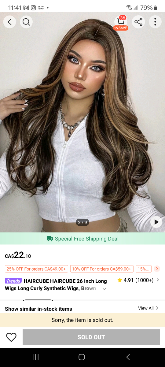 HAIRCUBE 26 Inch Long Wigs Long Curly Synthetic Wigs, Brown