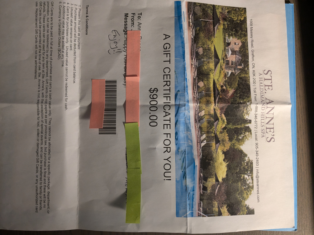 Ste. Anne's Spa Gift Certificate