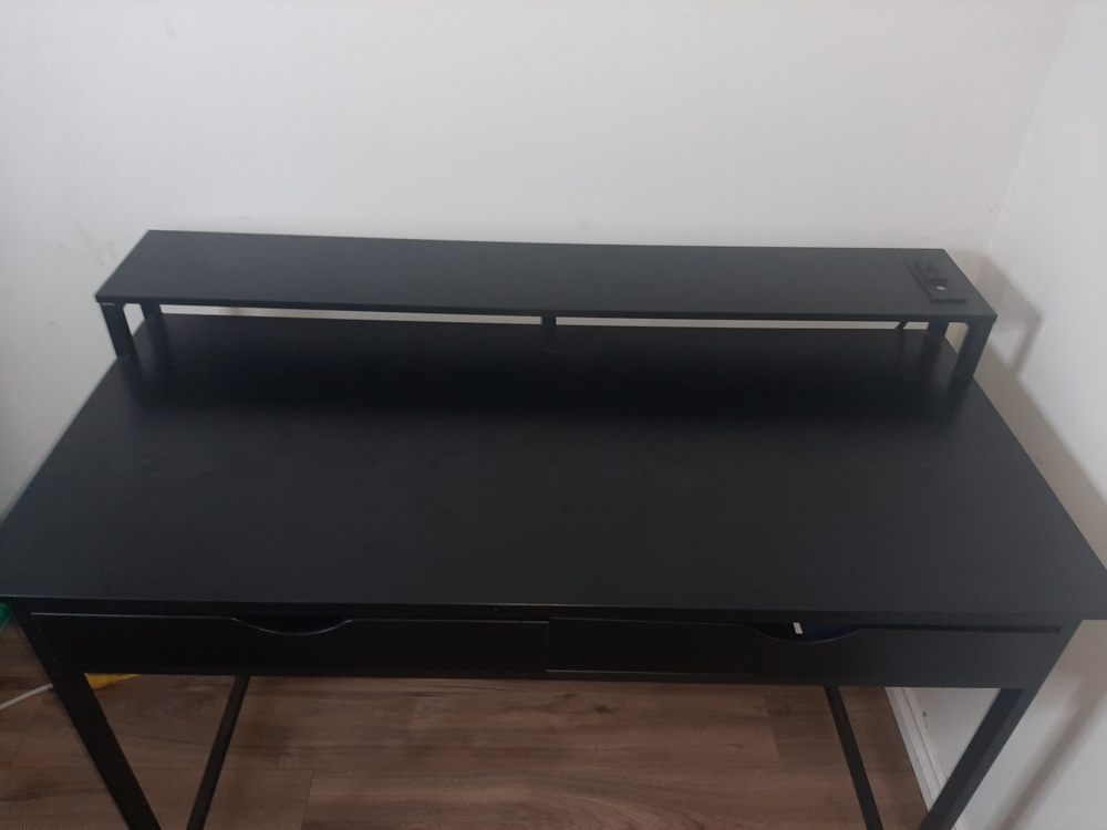 Black Computer Desk with Shelf and charging statio - photo 2
