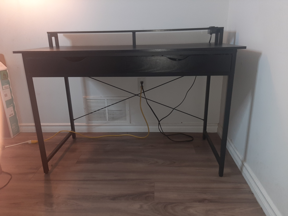 Black Computer Desk with Shelf and charging statio - photo 3
