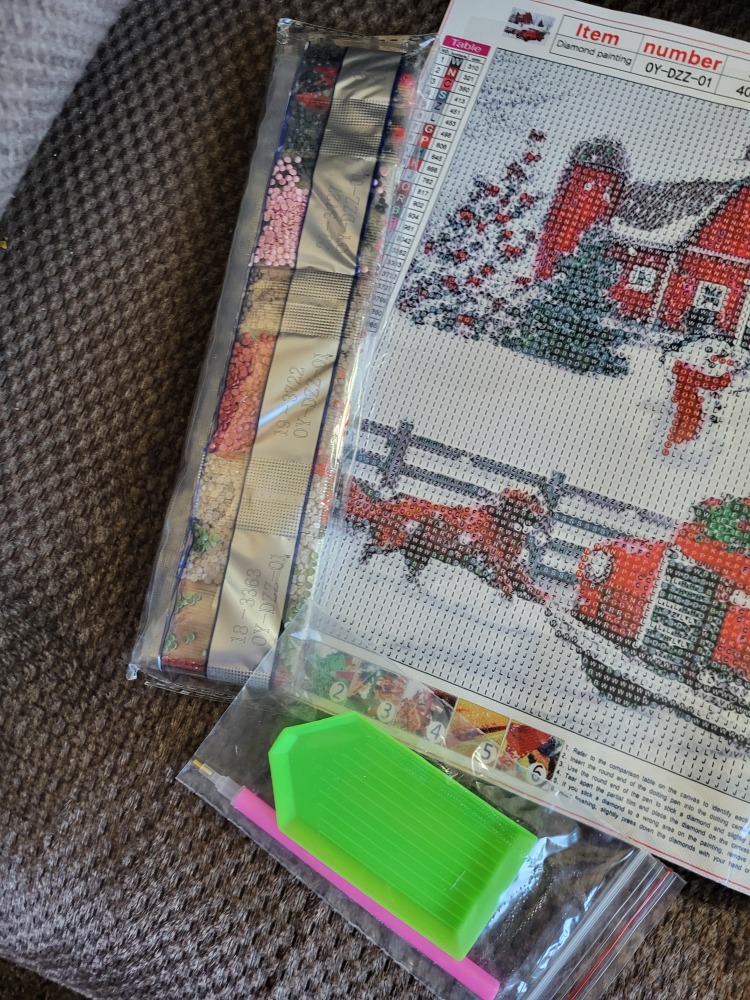 Diamond Painting Kit - Red Truck and Barn Winter Scene - photo 2