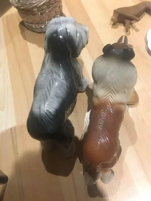 Two Vintage Dog Figurines Magrou porcelain dogs made in Portugal image indicator(8)