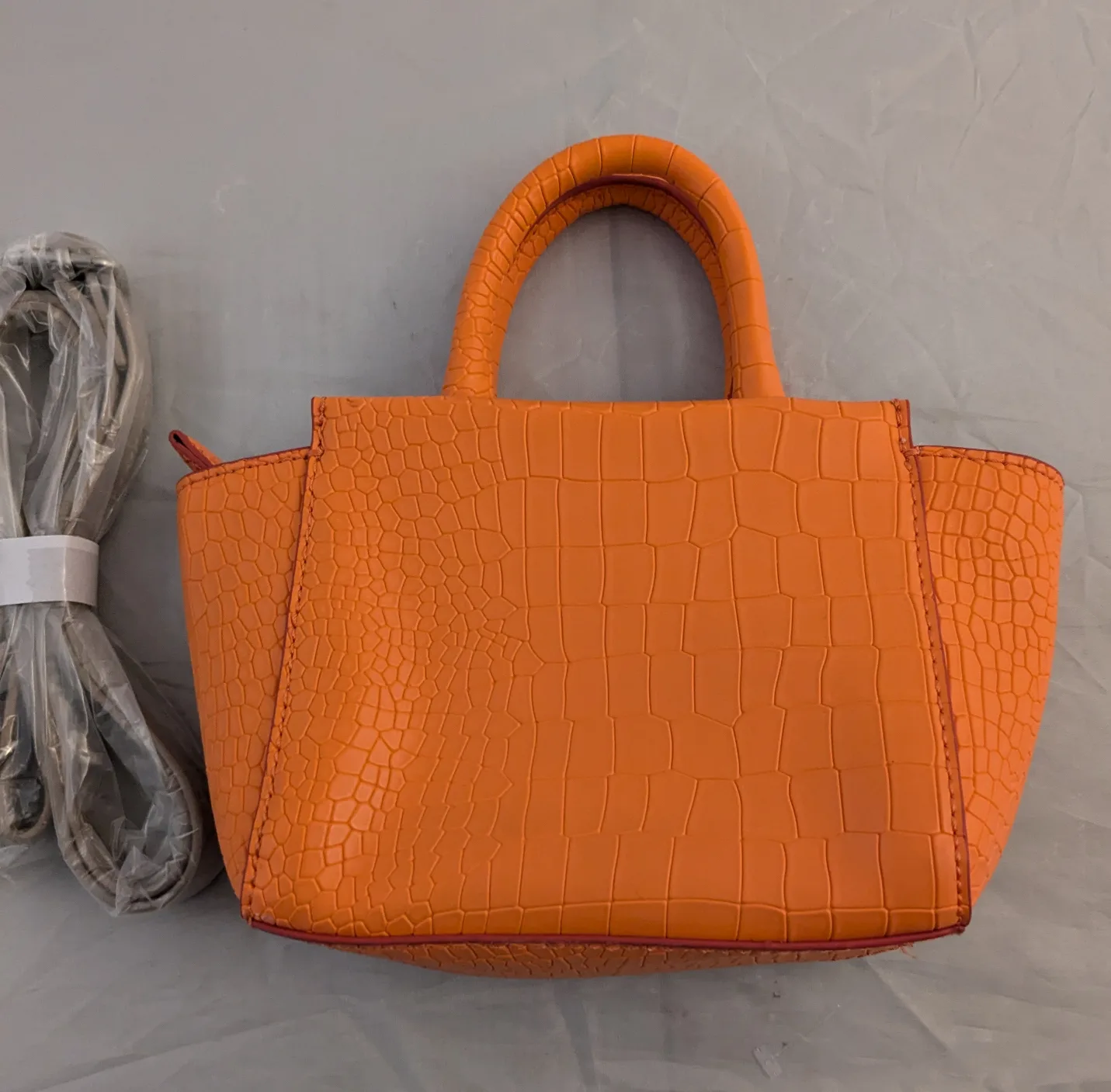 Kendall + Kylie Orange Crocodile-Embossed Handbag image indicator(2)