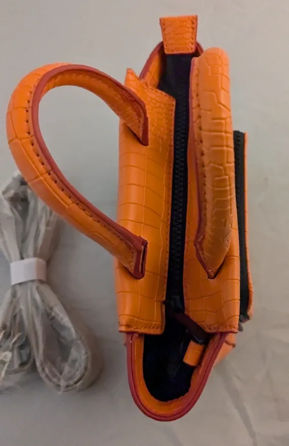 Kendall + Kylie Orange Crocodile-Embossed Handbag image indicator(3)