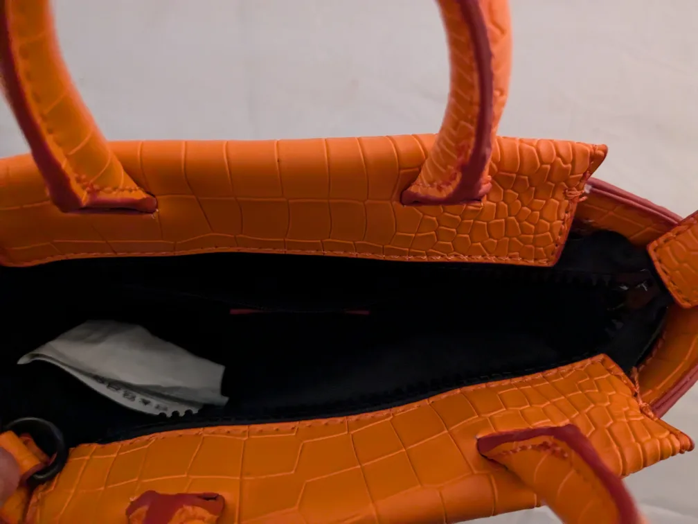 Kendall + Kylie Orange Crocodile-Embossed Handbag image indicator(5)