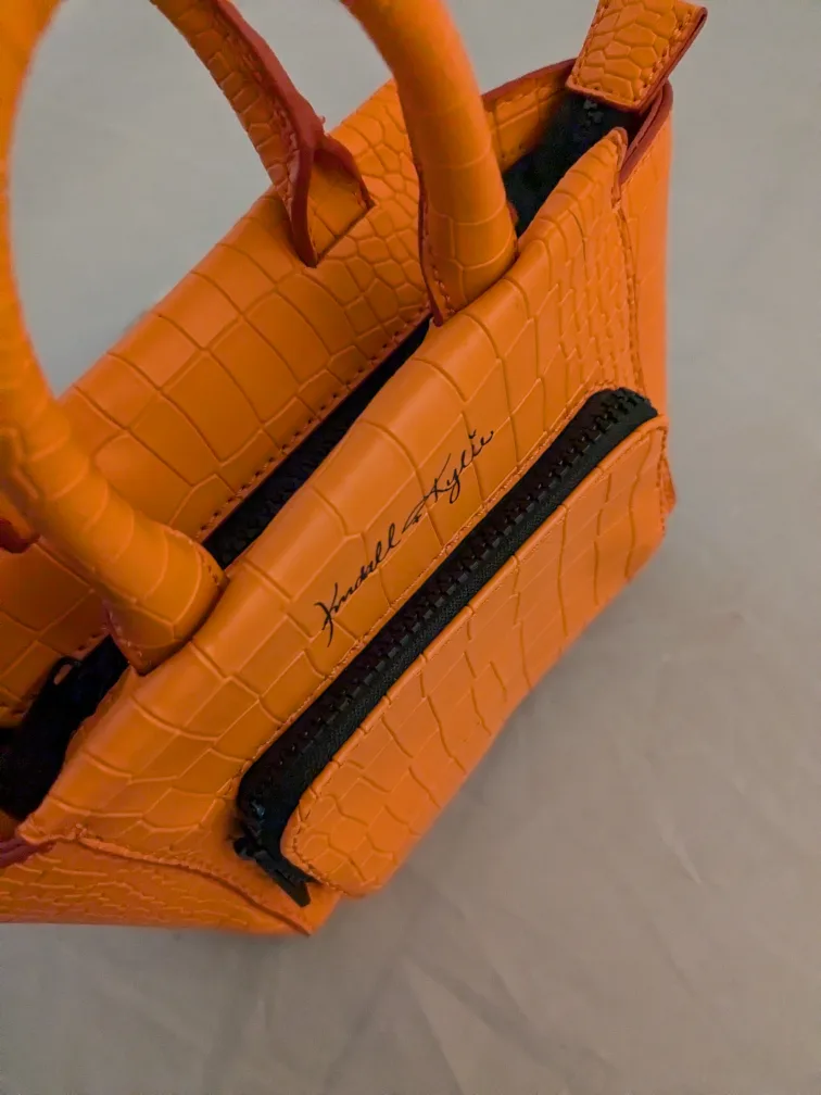 Kendall + Kylie Orange Crocodile-Embossed Handbag image indicator(6)