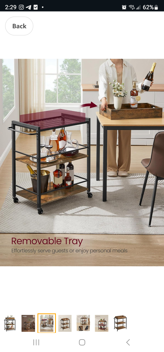 Serving Cart, Rolling Kitchen Cart with Storage - photo 3