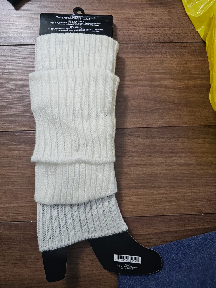 White Knit Leg Warmers with Buttons image indicator(2)