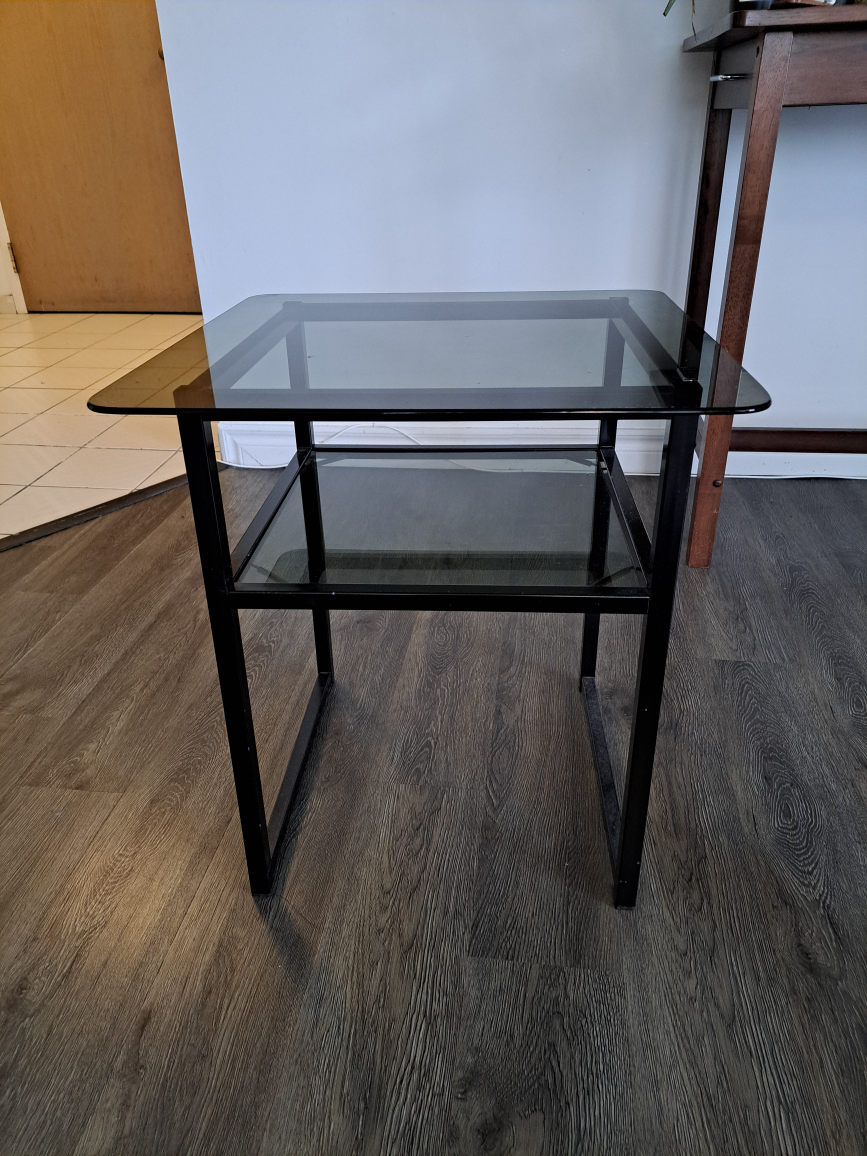 Glass and Metal End Table