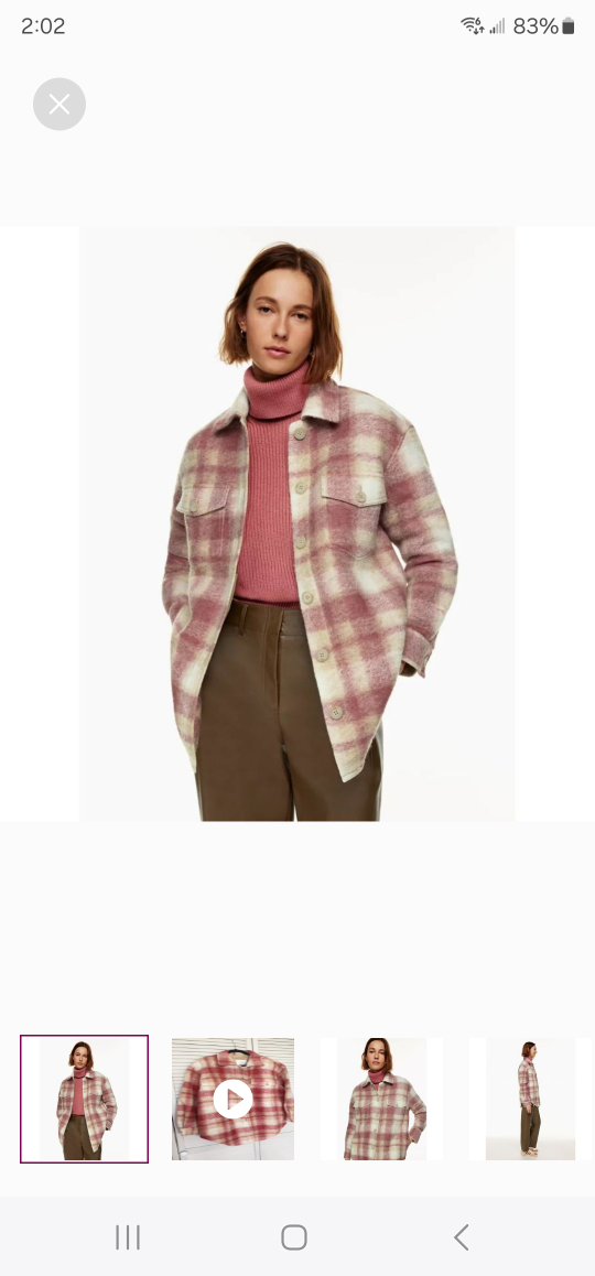 NWT L Wilfred Ganna Plaid Oversized Shirt Jacket