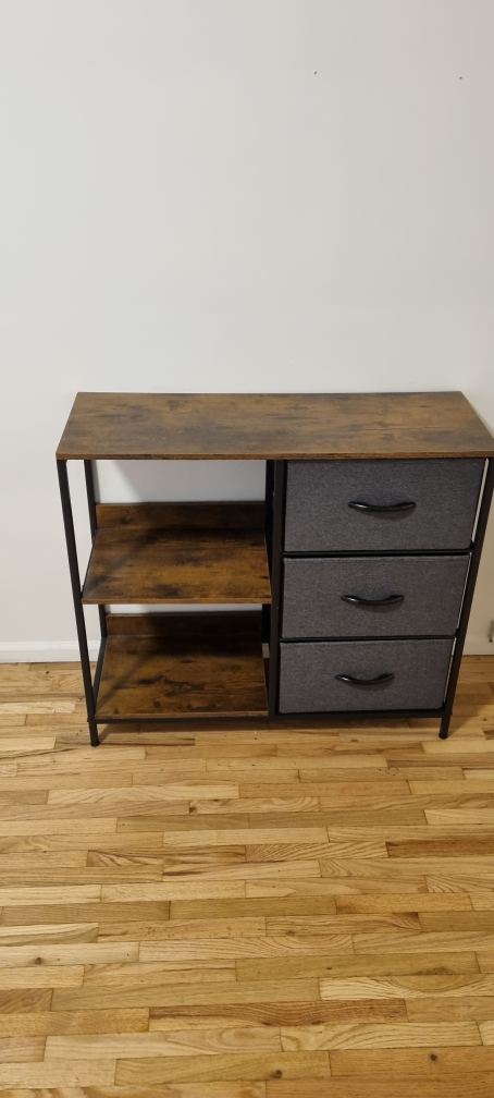 Rustic Wooden Shelf with 3 Drawers