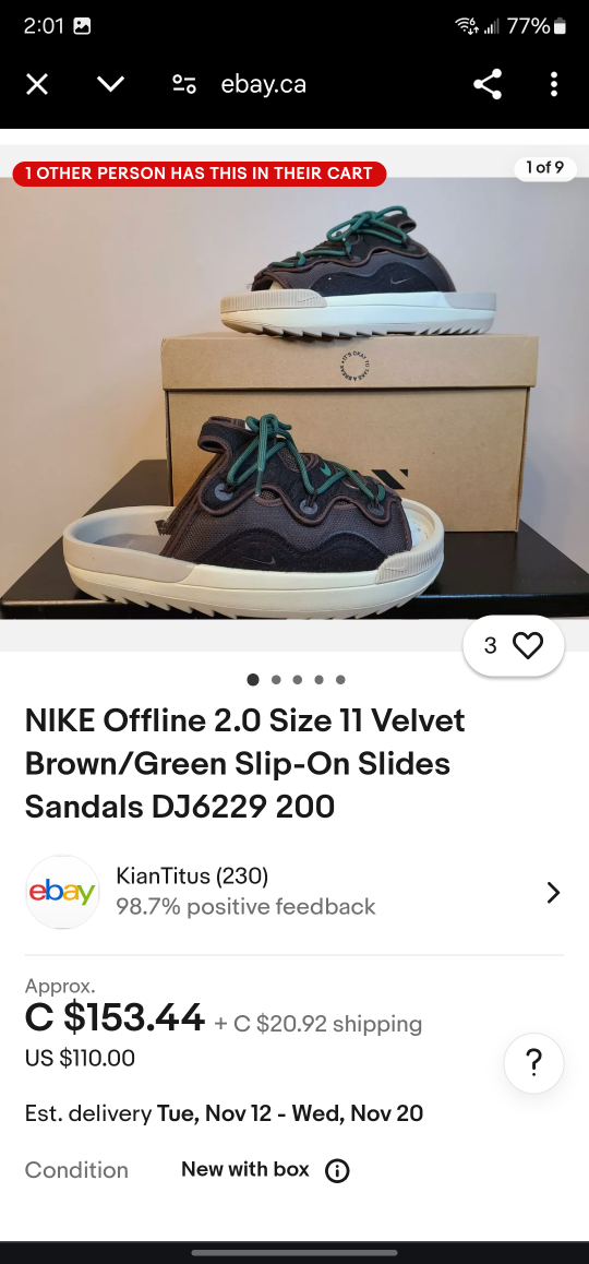 NIKE Offline 2.0 Size 10 Velvet Brown/Green Slip-On - photo 5