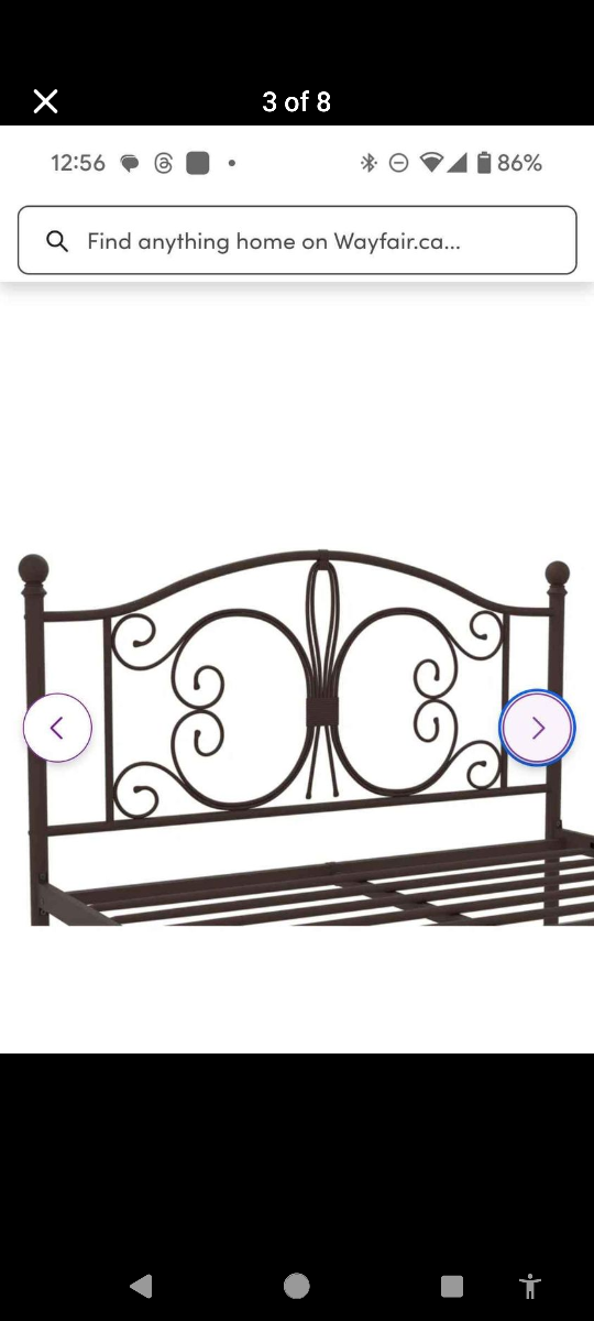 Fleur de Lys Queen size metal bed frame bronze