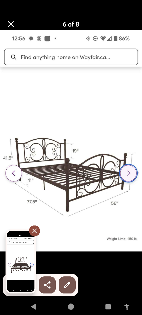 Fleur de Lys Queen size metal bed frame bronze - photo 4