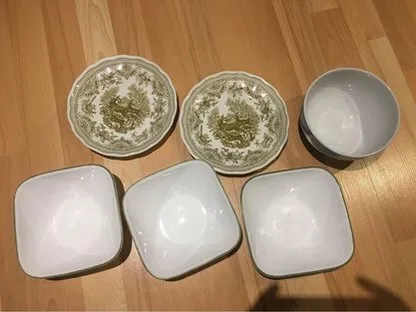 Nuova Fontebasso Scalloped Dinner Plate Transferware Deer Forest image indicator(2)