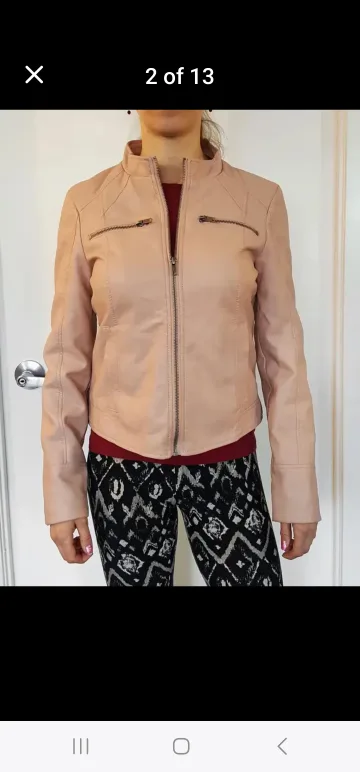 Vegan Leather Jacket - Blush Pink thumbnail