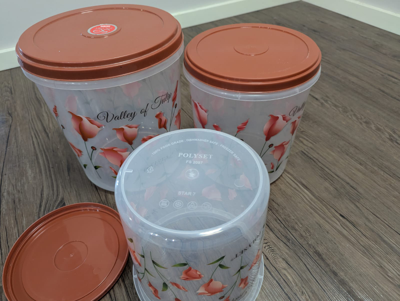 Set of 3 Clear Plastic Containers with Floral Design - photo 4
