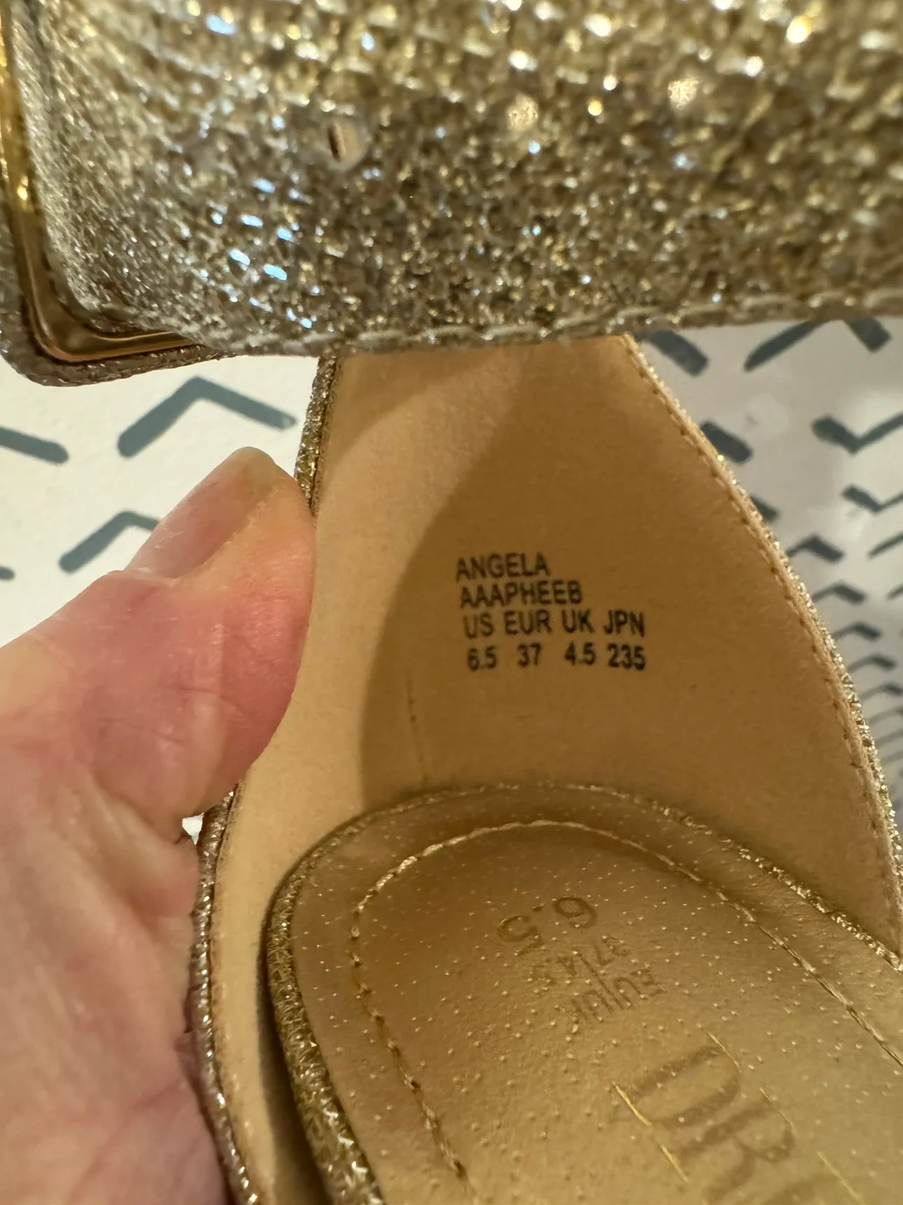 Gold Glitter Ankle Strap Heels Size 6.5 or Eur 37 image indicator(4)