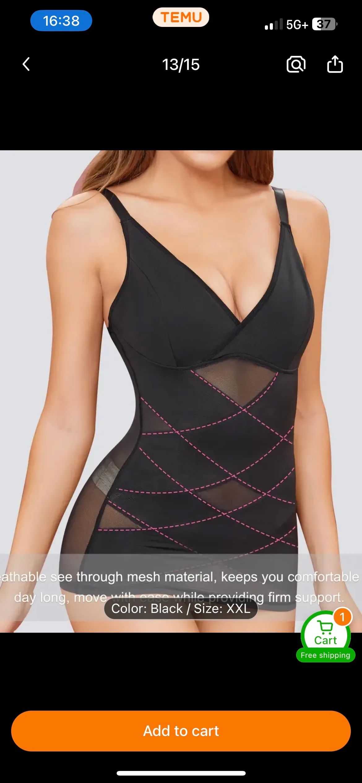 Black shapewear camisole image indicator(4)