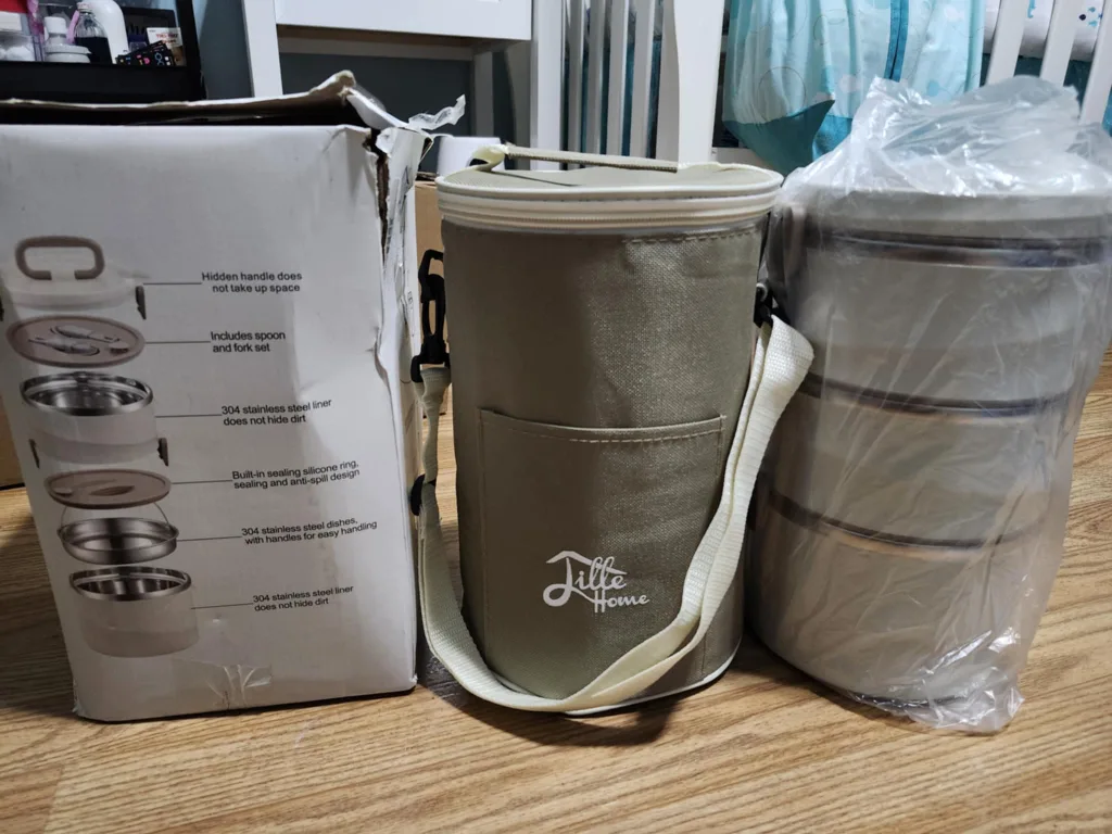 Jille Home 3-Tier Stainless Steel Lunch Box with Carrying Bag 🥕 thumbnail