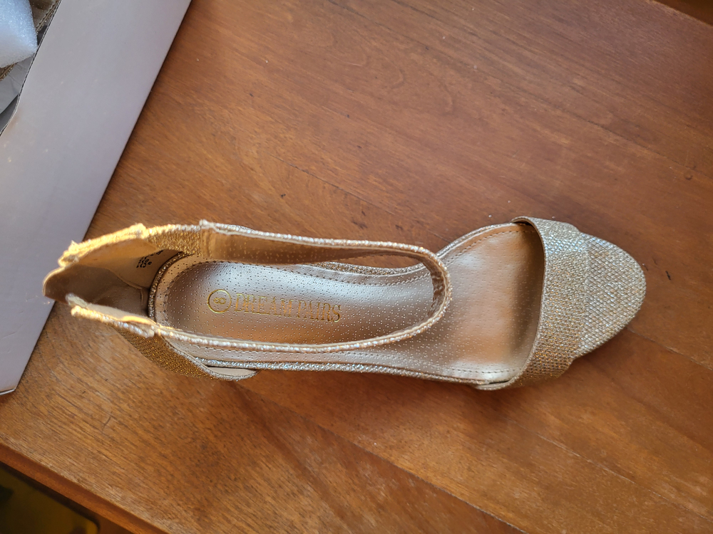 Gold Glitter Ankle Strap Heels - Dream Pairs - photo 4